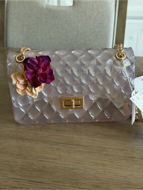 Jelly bag Crossbody Bag with Floral Accent clear